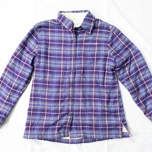 L.L. Bean Fleece Lined Button Down Purple Plaid Shirt Size XXS NWT